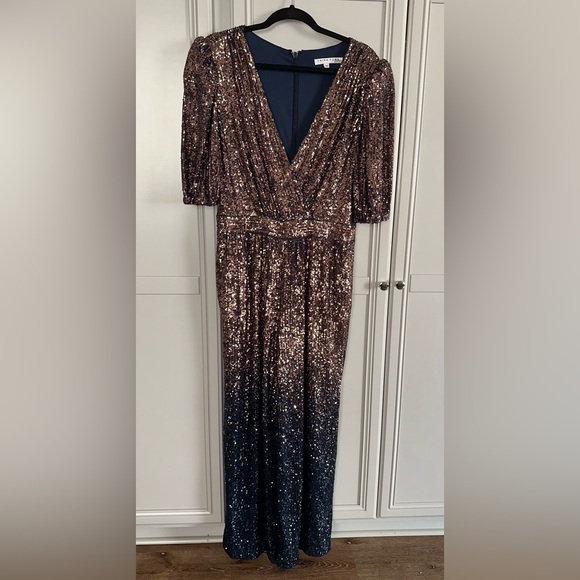 Trina Turk - STUNNING Gold and Midnight Blue Ombre Sequin Jumpsuit (Asandra) EUC - Picture 9 of 9